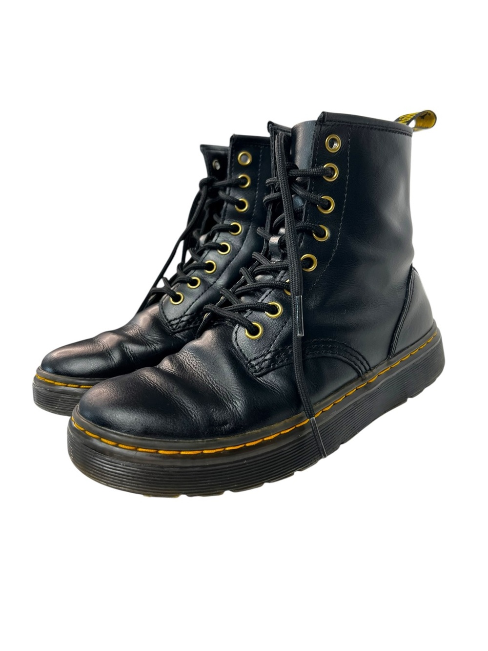 Dr. Martens Zavala AW004 Black Leather Combat Boots Lace Up Women’s US 6